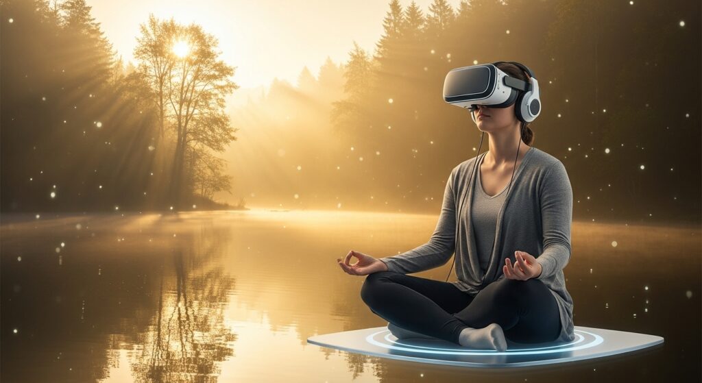 sanal gerçeklik gözlüğü meditasyon yapmak